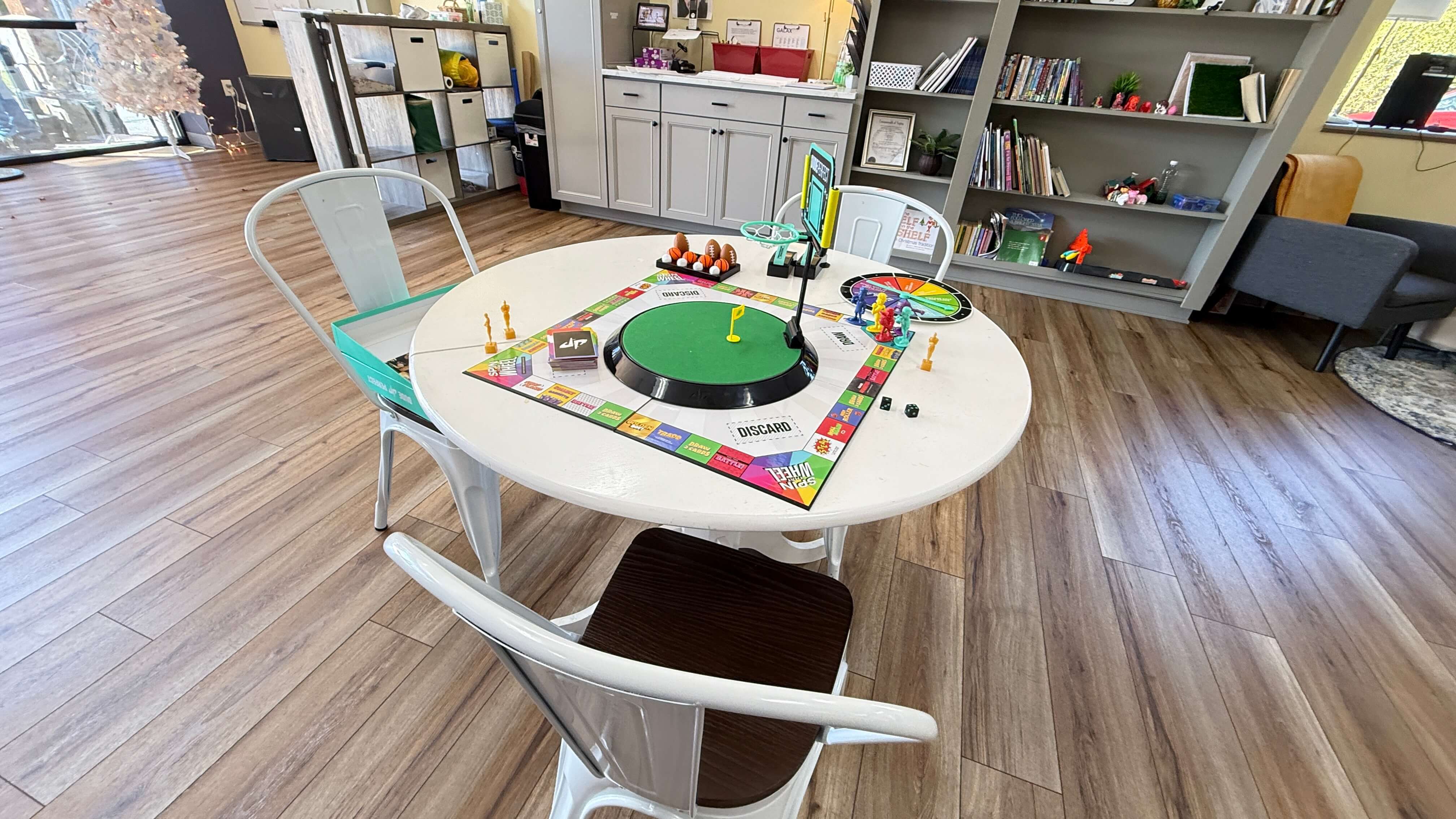 Board game on a round table in the activity area of the Galax Star Center