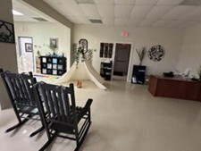 Office area with chairs and a tent in the Waynesboro Star Center