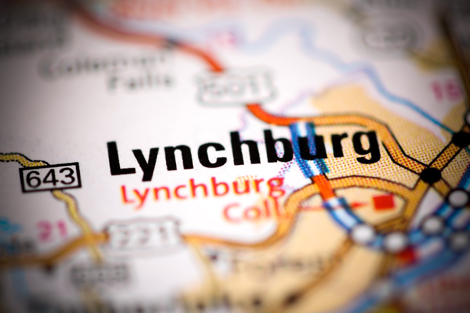 Map focusing on Lunchburg, VA