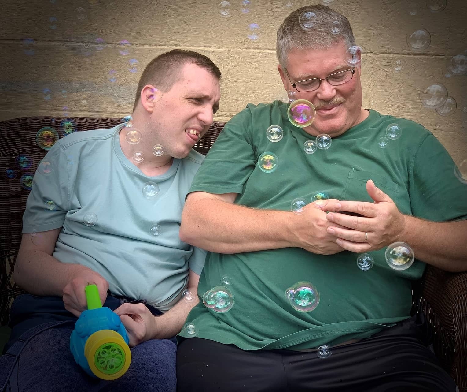 Provider and individual with bubbles