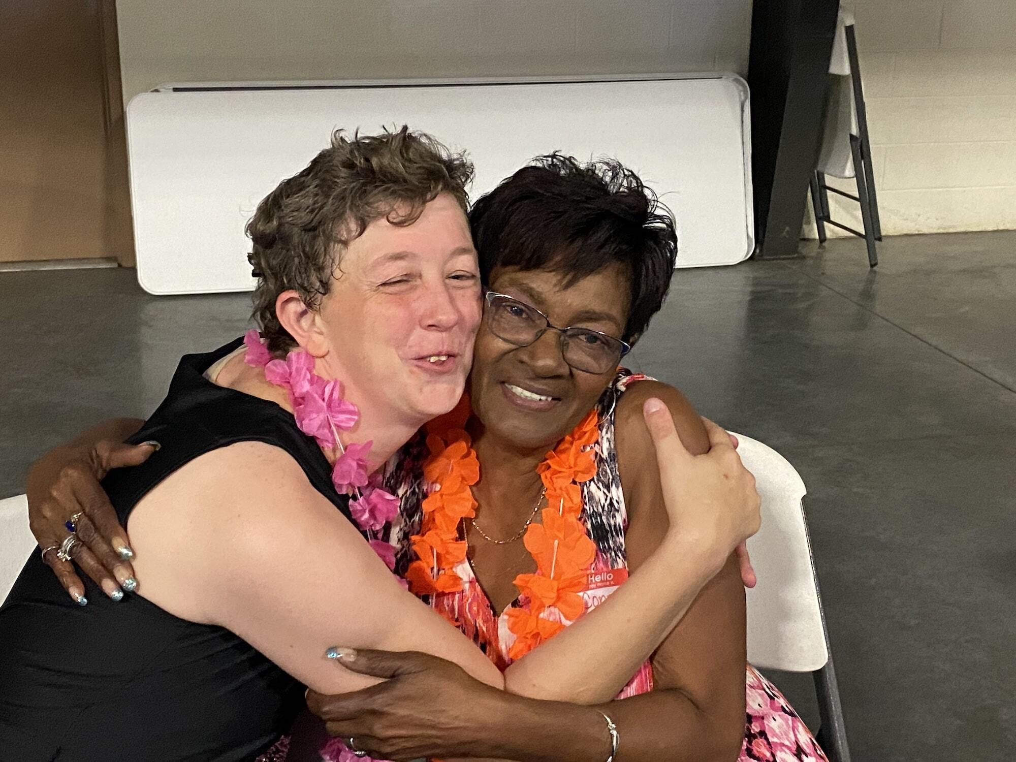 Summer party hugging